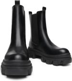 Women Platform Chelsea Boots Lug Sole Combat Mid Calf Slip On Chunky Ankle Booties - Image 2