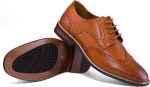 men Dress Shoes Formal Business Classic Lace Up Wingtip Oxford Shoes - Image 2