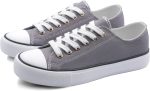 Women Canvas Shoes Low Top and Lace up Fashion Casual Sneakers Black and White Classic